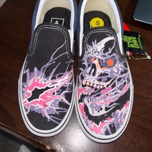 Vans Black and Pink Artistic Sneakers